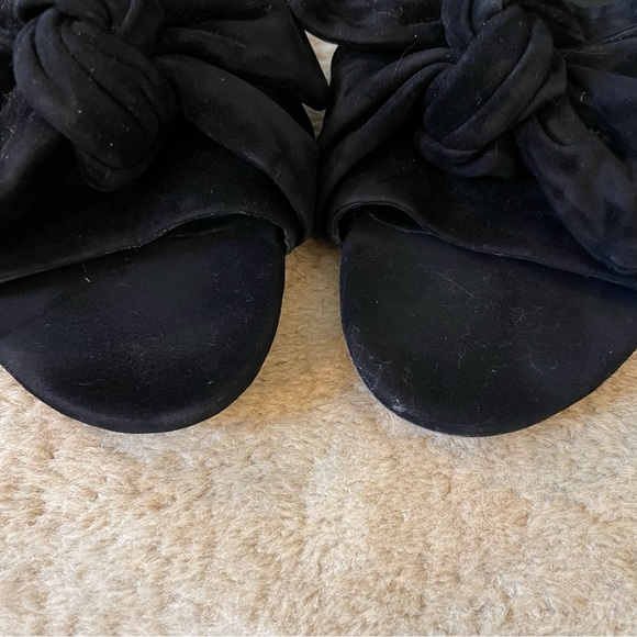 Tory Burch Annabelle Suede Leather Bow Open Toe Slide Sandals In Black Size 7 - Picture 13 of 14